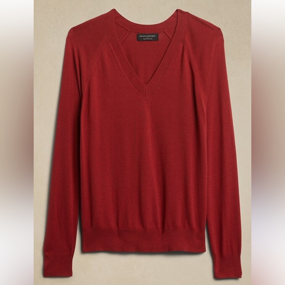 Banana republic forever sweater embers burnt orange v-neck long sleeve size XL